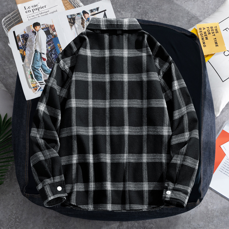2025 Plaid shirt men's long-sl - Flannel Shirt Lined ulasan dan harga
