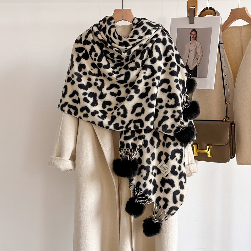 New Luxury Winter Leopard Two- - Cashmere Pashmina Wrap ulasan dan harga