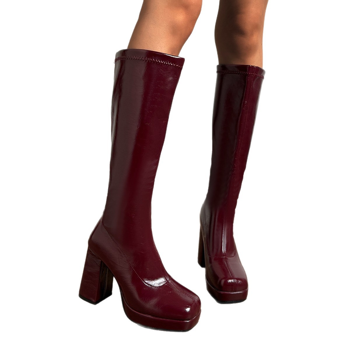 Wine Red Knee High Boots, Knig - Waterproof Winter Boot ulasan dan harga