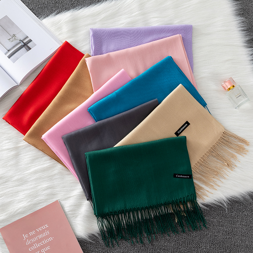 Women Solid Scarf Cashmere Fee - Cashmere Pashmina Wrap ulasan dan harga