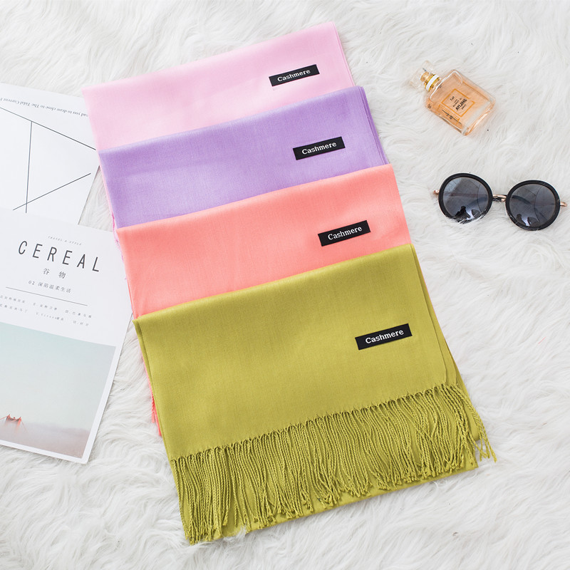 Fashion Solid Color 2020 Women - Cashmere Pashmina Wrap ulasan dan harga
