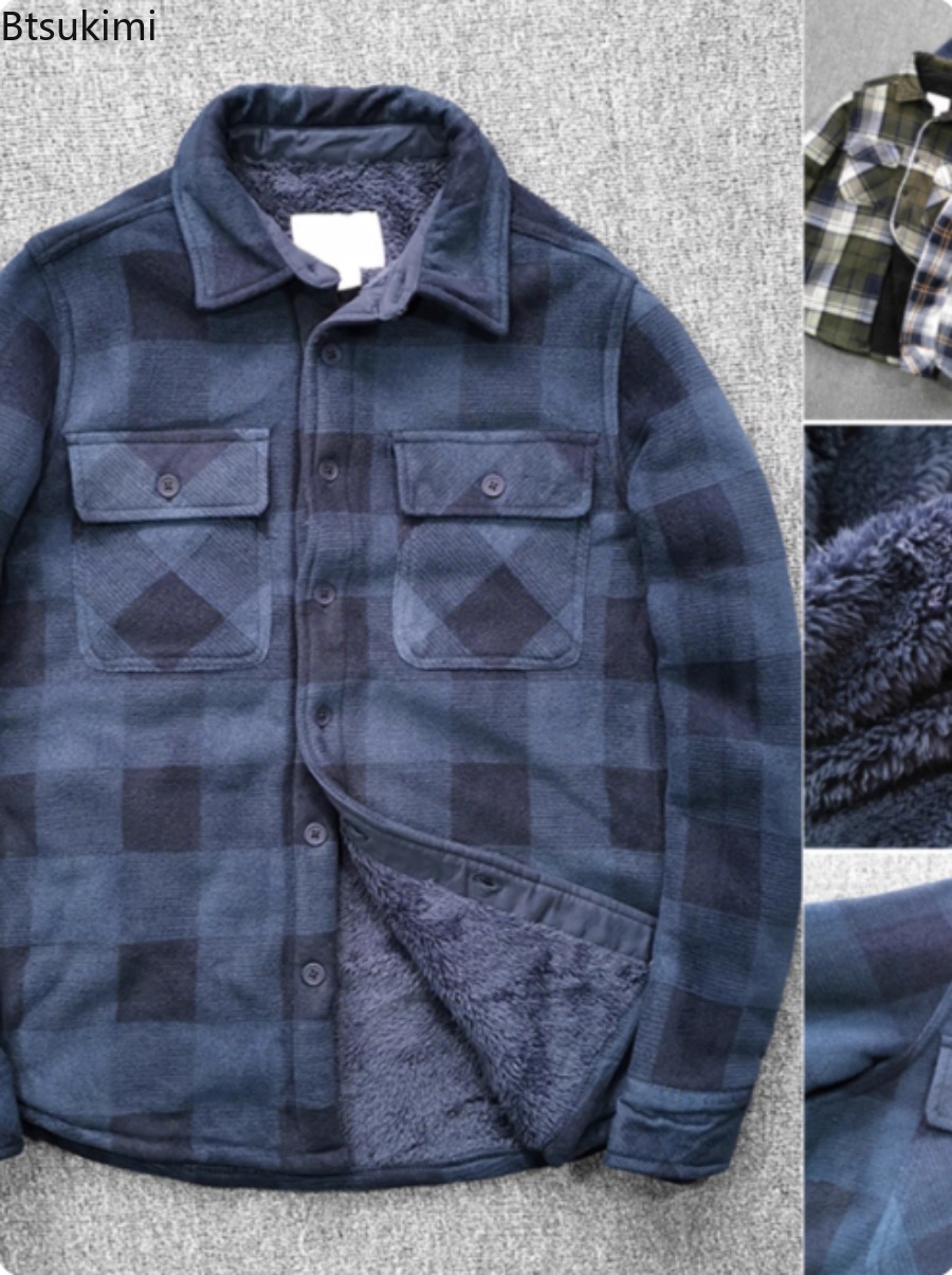 Mens Winter Fleece Linend Warm - Flannel Shirt Lined ulasan dan harga