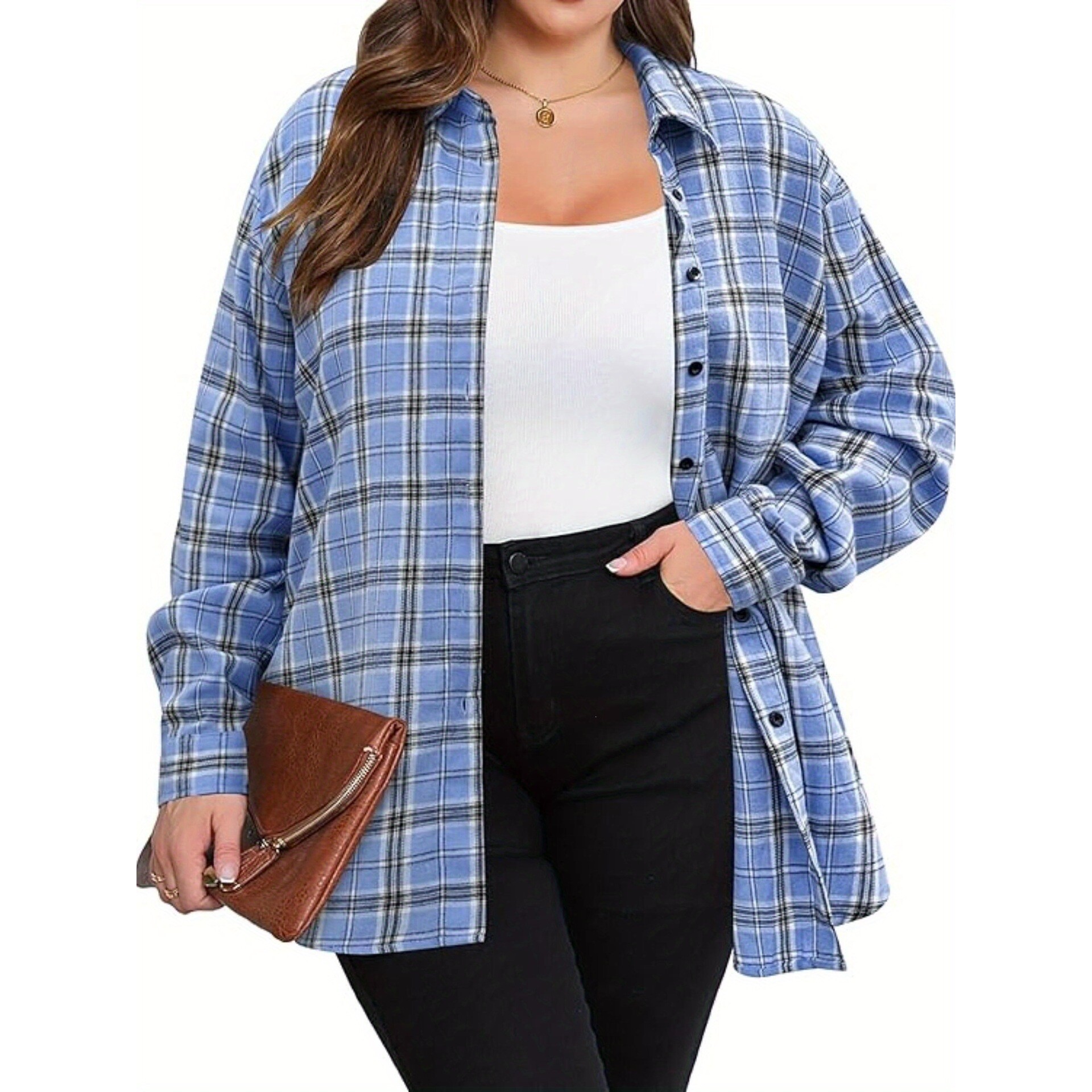 Warm Flannel Plaid Shirt Women - Flannel Shirt Lined ulasan dan harga